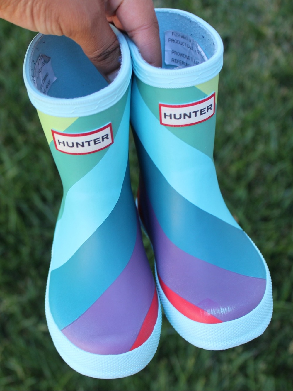 Hunter Kids' Original First Classic Rainbow Striped Rain Boots US 5 (UK 4)